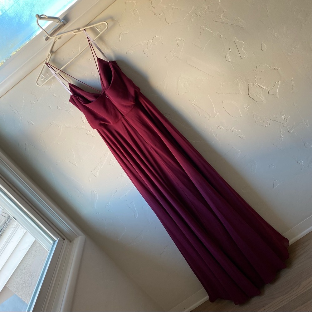 Jenny Yoo Bridesmaid Dress Hibiscus Burgundy - Picture 5 of 7